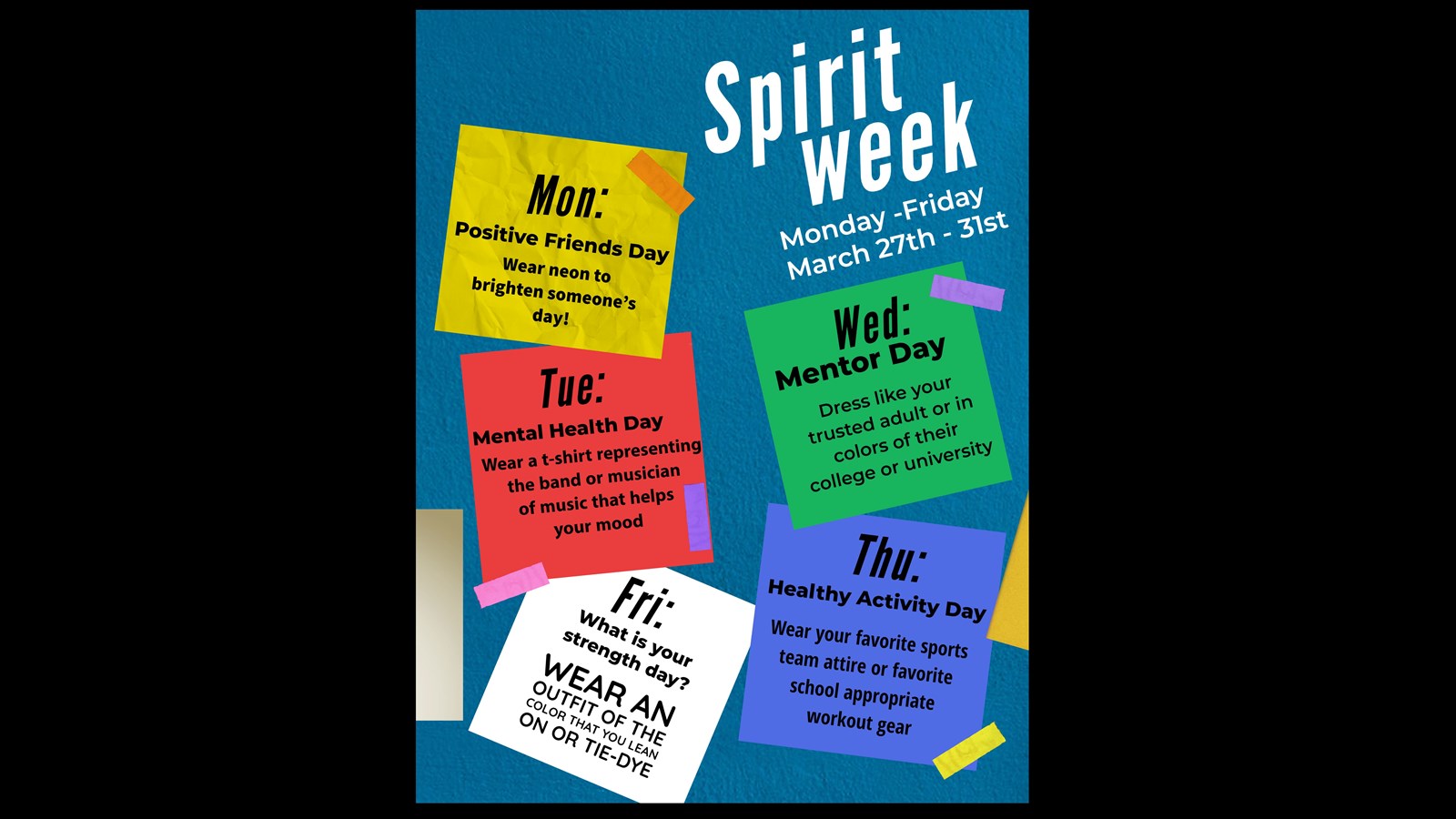 Spirit week flyer